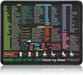 Excel Shortcut Mouse Pad with Windows, Word & PowerPoint Shortcuts - Small Excel Cheat Sheet Desk Pad | Non-Slip Stitched Gaming Mousepad | Large Mouse Pads for Desk Computers & Workstations