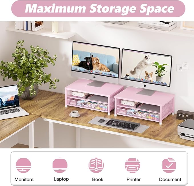 OPNICE Computer Monitor Stand Riser – Pink