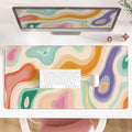 AQQA Abstract Aesthetic Desk Mat Desktop,Gaming Mouse Pad Long Cute Large Desk Pads 31.5X15.7 Inch Mousepad with Non-Slip Base Stitched Edge Keyboard Mat for Gaming Office, Abstract Modern Colorful