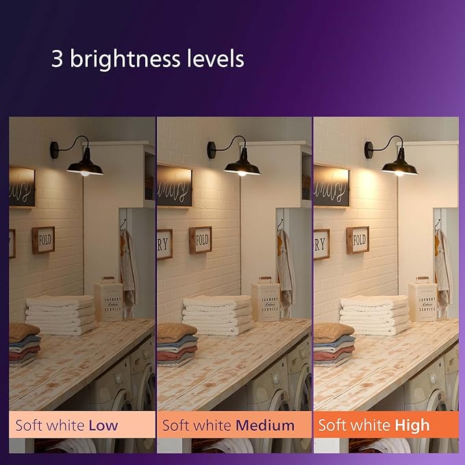 PHILIPS LED 300-200-100W A23 1-Pack BrightDial Soft White (2700K) 4000-3000-1600 Lumen (28-20-16 = 300-200-100W) Frosted Flicker-Free Light Bulb