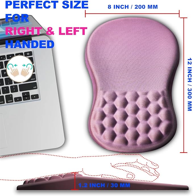 Mouse Pad Wrist Support, Ergonomic Mouse Pad with Massage Dot, Comfortable Computer Mouse Pad for Laptop, Wrist Rest Mousepad with Non-Slip PU Base for Office & Home, 12 x 8 in
