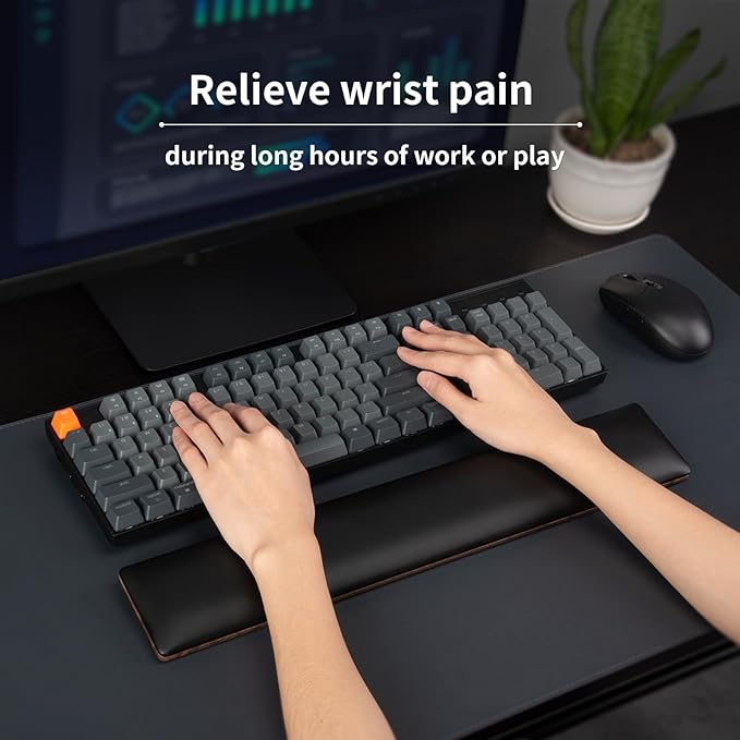 COLORCORAL Wrist Rest for Computer Keyboard Ergonomic Wrist Support with Memory Foam Walnut Wooden Wrist Pad with Anti-Slip Rubber Base for Typing Pain Relief Comfort for Office, Gaming