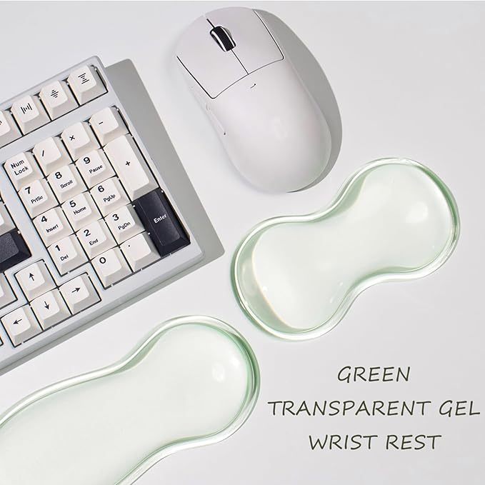 Clear Gel Mouse Wrist Rest, Green Cool Soft Ergonomic Wrist Rest, Relax Your Wrist, Cute Ergonomic Silicone Wrist Rest for Laptop Computer Office & Home (Green-Short)