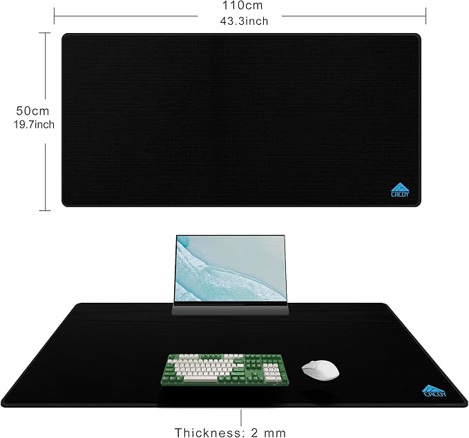 Cacoy 43" x 20" Extended Computer Rectangular Mouse Pad XXL, Oversized Large Mousepad for Full Desk, Non-Slip Rubber Base Desktop Keyboard Mouse Mat, Extended Office Desk Mat (Black)