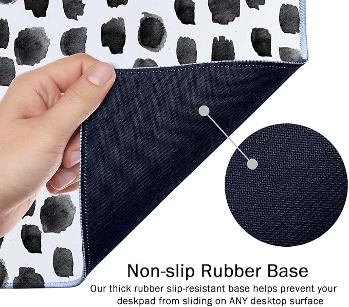 SSOIU Polka Dot Extended Gaming Mouse Pad Mat Large Desk Mat Non Slip Rubber Base Computer Desktop Laptop Keyboard Mouse Mat Stitched Edges, 35.5x15.7 in XXL Waterproof Mousepad for Work Game