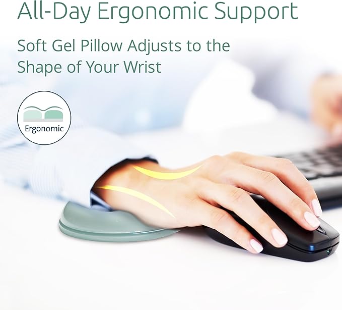 Kensington Mouse Wrist Rest Gel Support Cushion for Mice & Trackballs, Duo Gel Ergonomic Mouse Wrist Support, Comfortable Non-Skid, Loop Green, 7.4" x 3.27" x 0.7" K62829WW
