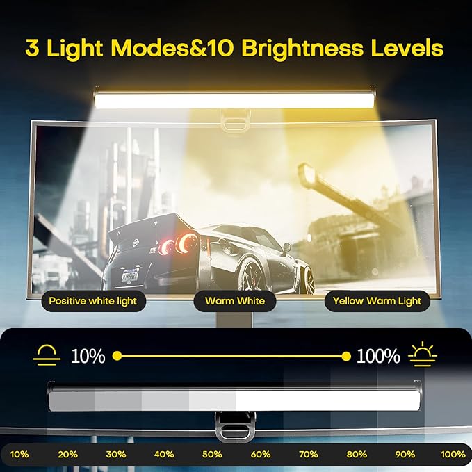 XINBAOHONG Mini Laptop Monitor Light, Computer Monitor Screen Light Care-Reading LED Task Lamp Adjustable Brightness Color Temperature Reading Laptops