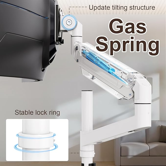 24-57 inch Heavy Duty Monitor Arm, up to 59.4 lbs, Single Desk Mount for Ultrawide TV and Screen, Premium Aluminum Single Monitor Stand, VESA 75x75-200x200 mm, White