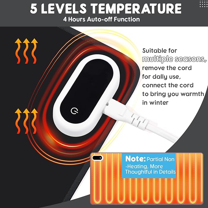 Konohan Heated Desk Pad Warm Mouse Pad, 5 Heating Level & 4 Hour Auto Shut-Off, PU Leather Warm Mouse Mat Heating Keyboard Gaming Mice Warmer Mat Only Supports 110v(Black Color,35.4"x 14.2")