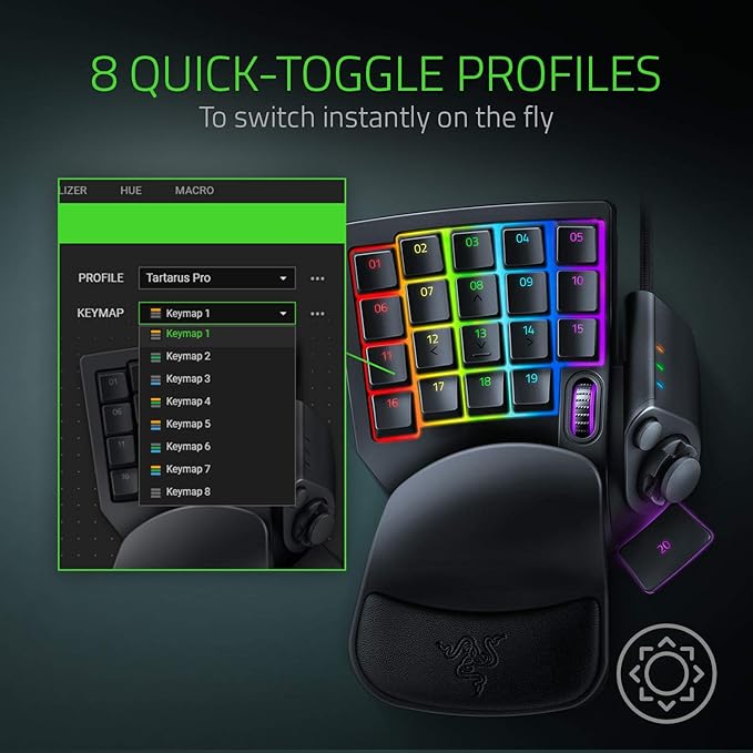 Razer Tartarus Pro Gaming Keypad: Analog-Optical Key Switches - Rapid Trigger - Adjustable Actuation - 32 Programmable Keys - Customizable Macros - Chroma RGB Lighting - Classic Black