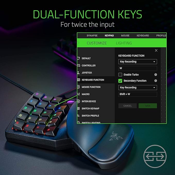 Razer Tartarus Pro Gaming Keypad: Analog-Optical Key Switches - Rapid Trigger - Adjustable Actuation - 32 Programmable Keys - Customizable Macros - Chroma RGB Lighting - Classic Black