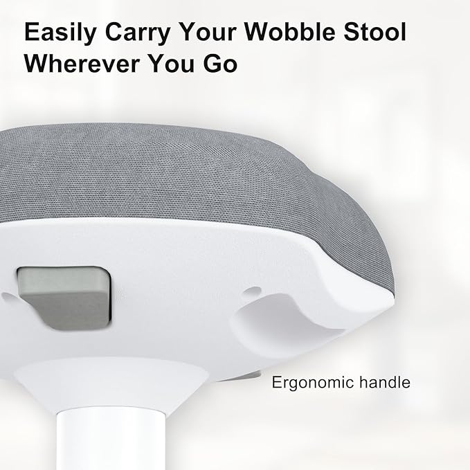 Wobble Stool Adjustable Height Standing Desk Chair with Non-Slip Base and Upgraded Lift for Home and Office (Grey)