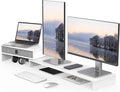 Fenge Computer Monitor Riser Stand with Drawer for 2 or 3 Monitors ,Adjustable Length and Angle Desktop Laptop Stand,Office Organizer,Printer,White
