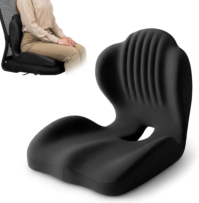 Office Chair Cushion for Tailbone & Back Support, Strong Lumbar Support Ergonomic Cushions, Comfortable Memory Foam Cushion for Pressure Relief, Suitable for Office Chairs, Home Chairs, Car