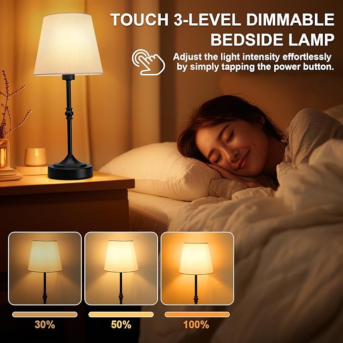 Cordless Lamp Rechargeable LED Table Lamp, 5000mAh Battery Operated, 3 Level Brightness, Portable Night Bedside Lamp, Ambient Desk Light for Home Decor, Patio, Restaurant, Dinning