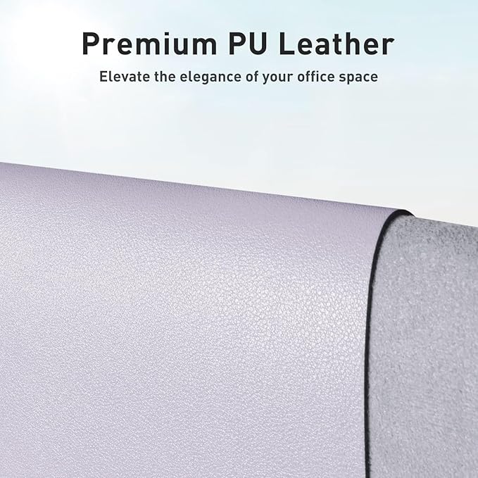 Aothia Faux Leather Desk Mat - Non-Slip PU Leather Desk Blotter, Waterproof Writing Surface, Large Desk Pad for Office & Home (Soft Lavender, 55" x 24")