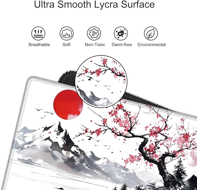 Gaming Mouse Pad 36x24 Desk Mat Large Mousepad Cherry Blossom Desk Pad Big Computer Mat Extended Mouse Mat Non Slip for Women Work Home
