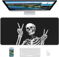 XL Gaming Mouse Pad, 31.5x15.7'' Large Desk Mat with Anti-Slip Rubber Base & Stitched Edges for Gaming, Office, Home, Fun Skull