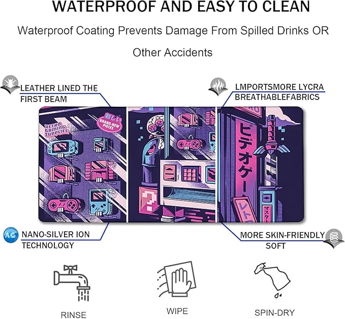 Japanese Comic Desk Mat Large Office Desk Pad, Gaming Mouse Pad, Big Mousepad PC Waterproof and Non-Slip, 35.4 x 15.7 Inches Large Mouse Mat Long Extended Mousepads for Office & Home Work