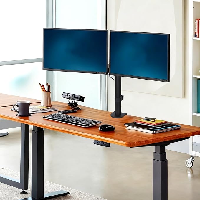 Dual Monitor Desk Mount for 13"-27" Screens Up to 22lbs Heavy Duty Fully Adjustable Double Arm Desk Stand Computer Monitor Mount with C Clamp/Grommet Base