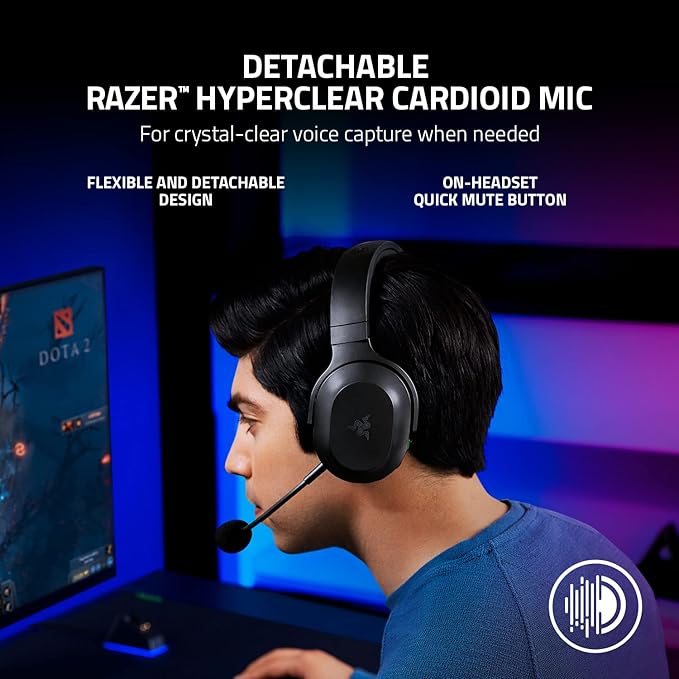 Razer Barracuda X Wireless Gaming & Mobile Headset (PC, PlayStation, Switch 2, Android, iOS): 2.4GHz Wireless + Bluetooth - Lightweight - 40mm Drivers - Detachable Mic - 50 Hr Battery - Black