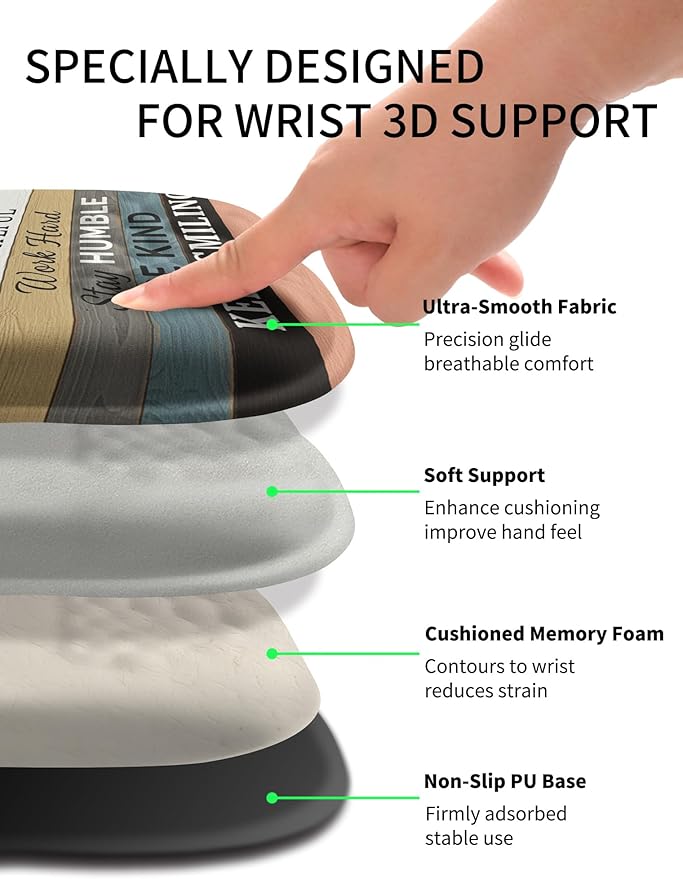 Hokafenle Ergonomic Wrist-Hugging Mouse Pad Wrist Support, U-Shaped Holding Wrist Rest Mousepad for Carpal Tunnel Pain Relief with Cushioned Memory Foam Slope Massage Bulge (10.2x8.3 in,Believe)