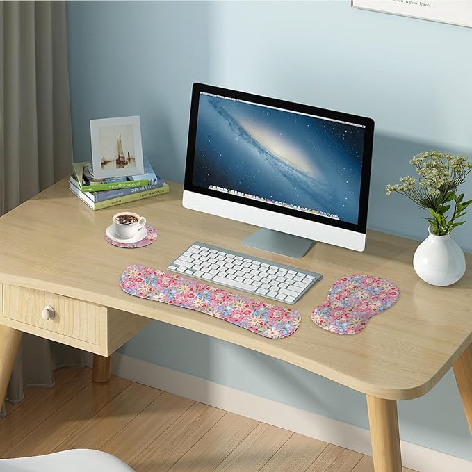 Keyboard Wrist Rest Pad and Mouse Wrist Rest Support Gaming Mouse Pad Ergonomic Gel Memory Foam Set for Computer, Laptop, Office, Comfortably Typing (KM-42)