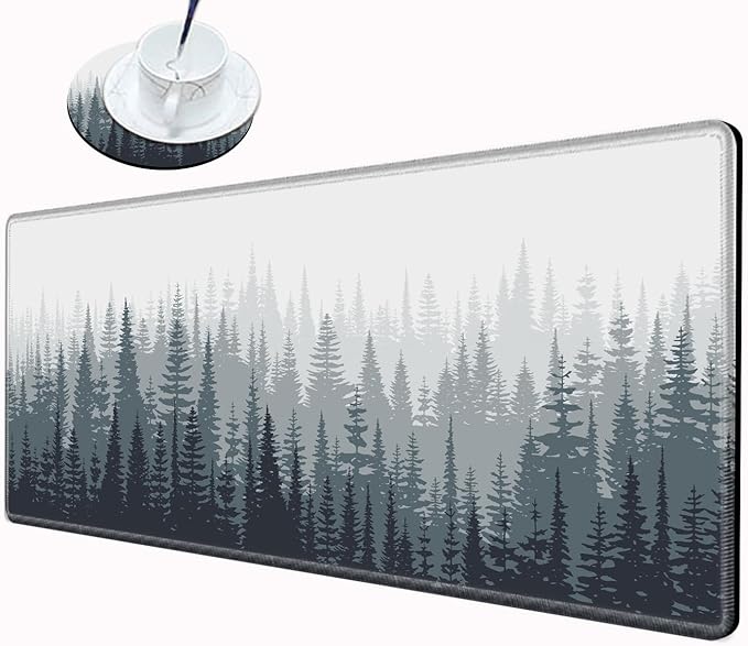 Large Mouse Pad Gaming Desk Pad Forest Mousepad for Wireless Mouse XXL 31.5''X15.75'' Big Desk Mats Extended Mouse Mat of Girl Desktop Computer with Coaster