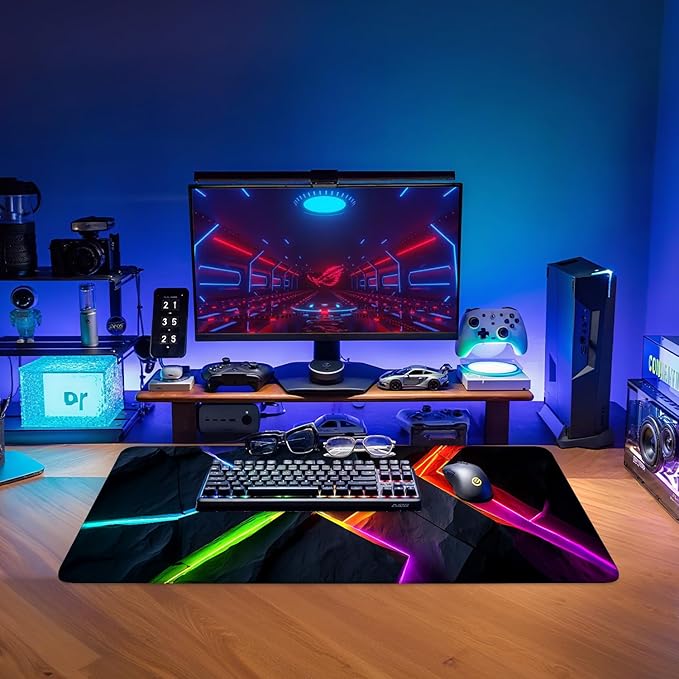 Energy Bar Extended Gaming Mouse Pad 31.5x11.8inches Large Desk Mat Anti-Slip Rubber Base & Durable Stitched Edges for Gamers Smooth Mouse Writing Surface for Desk Office/Home