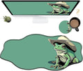 Green Frog Large Gaming Mouse Pad Plus a Coaster, 35.4 x 15.7 inches Desk Mat Extended XXL Mousepad with Stitched Edge Non-Slip Rubber, Desk Pad Computer Mouse Mat for Home Office