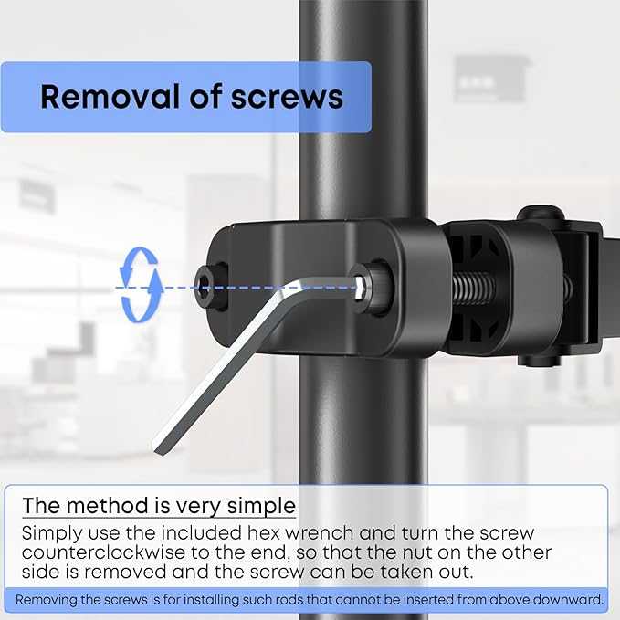 Pole Mount Monitor Arm Easy Clamp-on VESA Mount for 17"-32" Screens Supports up to 17.6 lbs Compatible with 75x75 and 100x100 VESA Perfect Solution When Wall or Desk Mounting Isn't Possible