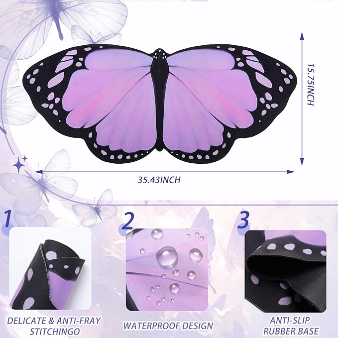 Large Purple Butterfly Gaming Mouse Pad Desk Mat Decorative Butterfly Keyboard Desk Mat with Non-Slip Base Purple Table Accessories for Office Home Study 35.43 x 15.75 Inches