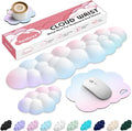 Cloud Wrist Rest for Computer Keyboard, 4-in-1 Memory Foam Leather Cloud Keyboard Wrist Rest and Mouse Pad Set with Ergonomic Support for Arm and Palm Cushion, Gaming/Work Setup, Rainbow