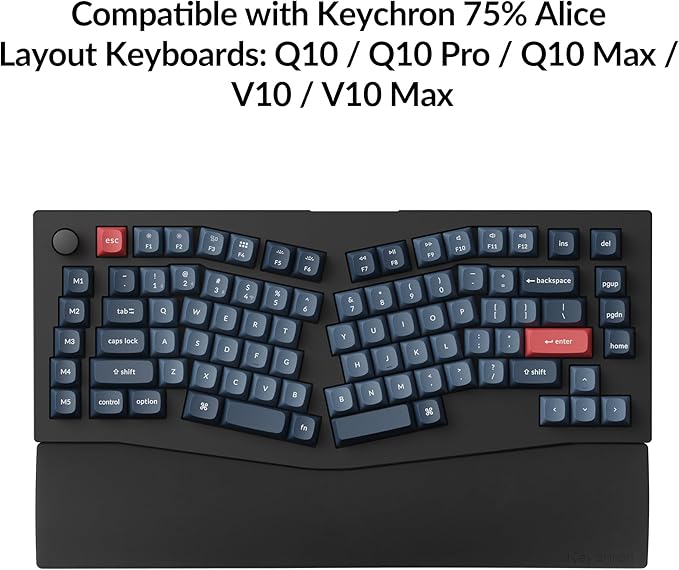 Keychron Black Silicone Wrist & Palm Rest, 14.96" for 75% Alice Layout Mechanical Keyboards (Q10 / Q10 Pro / Q10 Max / V10 / V10 Max) – Full Honeycomb Anti-Slip Base, Smooth and Soft Typing Support