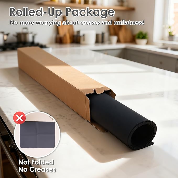 Extra Large Silicone Mat for Resin 36.2" x 24", 2MM Thick Silicone Craft Mat for Table, Multifunction Silicon Matt for Kitchen Countertop Protector Heat Resistant Placemat by Foepoge(Black)