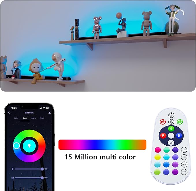 Under Monitor RGB Light Bar, LED for Desk Gaming Setup, Plug in Keyboard Light, White and Million Color Bias Lighting, Wireless Remote, Alexa Smart LED Lights for Room Decor, Desk PC TV(24 INCH)