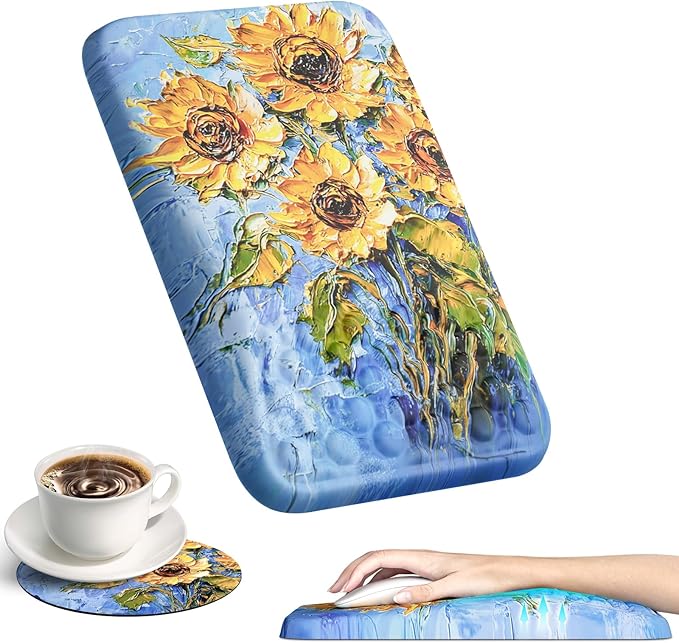 Ospelelf Mouse Pad with Wrist Rest Ergonomic Comfortable Wrist Support Mousepad for Computer Sunflower