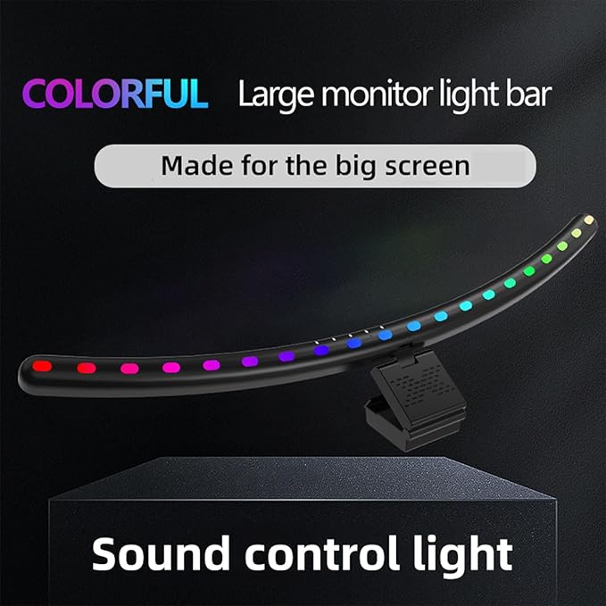 Bewinner Curved RGB Monitor Light Bar, 2-in-1 Double Light Source with Music Rhythm & Timer, EyeCaring NonGlare Desk Lamp for Computer Monitor, Touch Control & Stepless Dimming