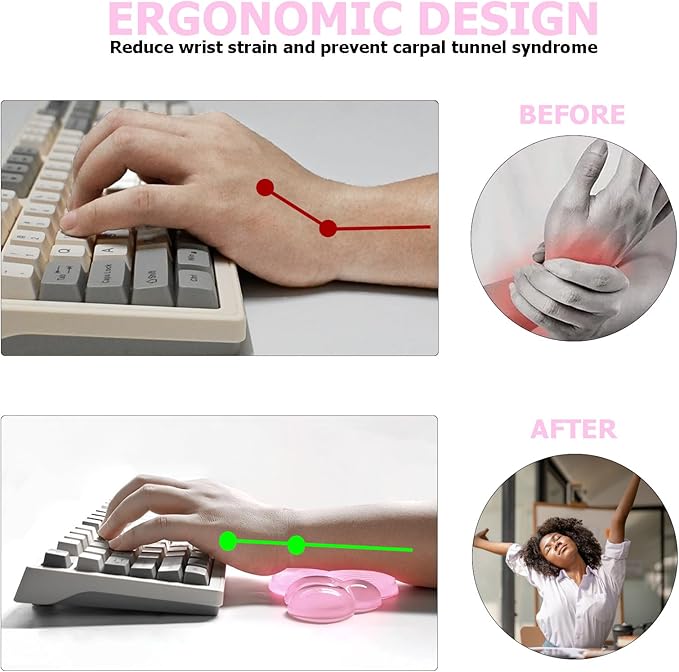 Gel Cloud Wrist Rest Keyboard, Cute Wrist Rest for Computer Keyboard, Ergonomic Keyboard Wrist Rest and Soft Mouse Wrist Rest for Typing, Suitable for Office, Home, Computer, Gaming, Pink