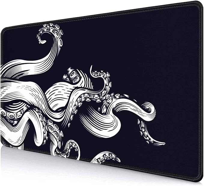 IMAYONDIA Large Gaming Mouse Pad (35.4x15.7 in), Octopus Desk Mat, Full Desk Mousepad, XL XXL Extended Big Mouse Pad, Keyboard Mouse Pads for Desktop, Laptop Computer Accessories- Black and White