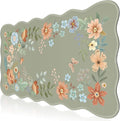 iCasso Scalloped Desk Mat for Keyboard and Mouse, Scalloped Large Mouse Pad, Floral Desk Pad Mat, Anti-Slip Big Mousepad with Stitched Edges for Computer (Bean Green)