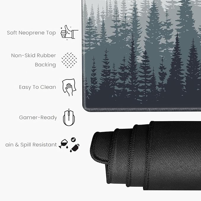 48x24 Mouse Pad Giant Forest Desk Mat Large Mousepad Gaming Mouse Mat Huge Oversized Desk Pad XXXL Computer Mat for Office Work Men