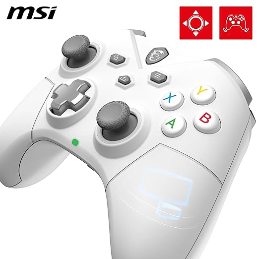 msi FORCE GC300 WIRELESS WHITE PC Gamepad Controller - 2.4 GHz, Bluetooth, USB Type-C to A - Wired/Wireless, 600mAh Li-ion Battery (20h), Interchangeable D-Pad Covers, Dual Vibration Motors