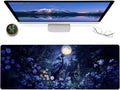 Raven and Moonlit Forest Gaming Mouse Pad,12x31.5in Non-Slip Rubber Gothic Desk Mat,Large Extended Goth Mystical Night Mousepad for Office Home Laptop,Mice Pads Gifts,Game Lover Deskmat Decor