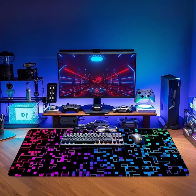 Color Gradient Extended Gaming Mouse Pad 35.4x15.7Inch Large Desk Mat Anti-Slip Rubber Base & Durable Stitched Edges for Gamers Smooth Mouse Writing Surface for Desk Office/Home