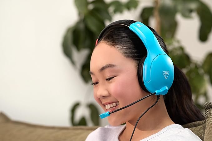 Turtle Beach Airlite Fit Wired Gaming Headset: Officially Licensed for Nintendo Switch, Nintendo Switch 2/Lite/OLED Model - Flip-to-Mute Mic, Over-Ear Comfort Cushions, 40mm Speakers - Neon Blue & Red