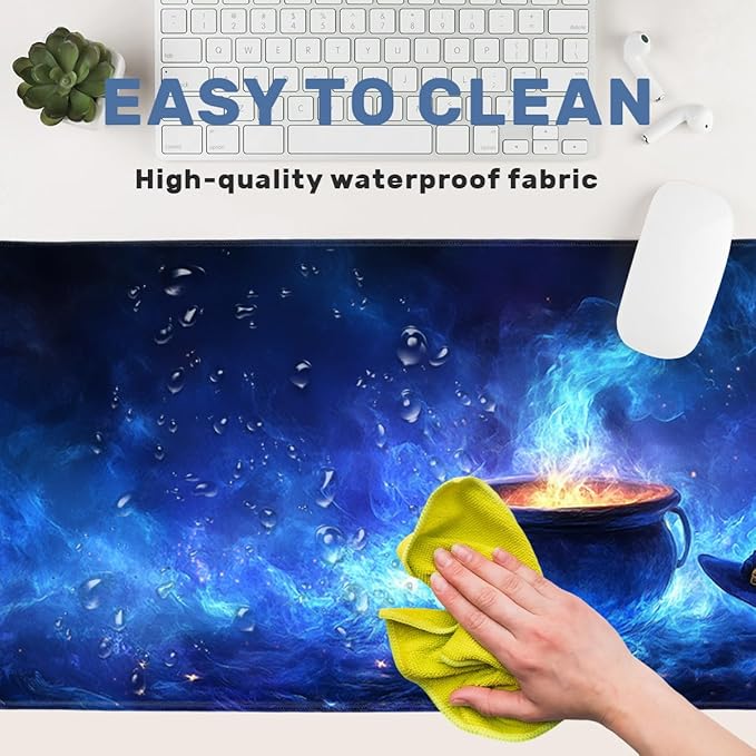 Magic Desk Mat Gaming Large Mouse Pad Blue Mystic Night Glow Mousepad Computer Keyboard Pad Mouse Mat Laptop Mat 31.5 x 11.8 Mouse Pads for Desk Home Office Gaming