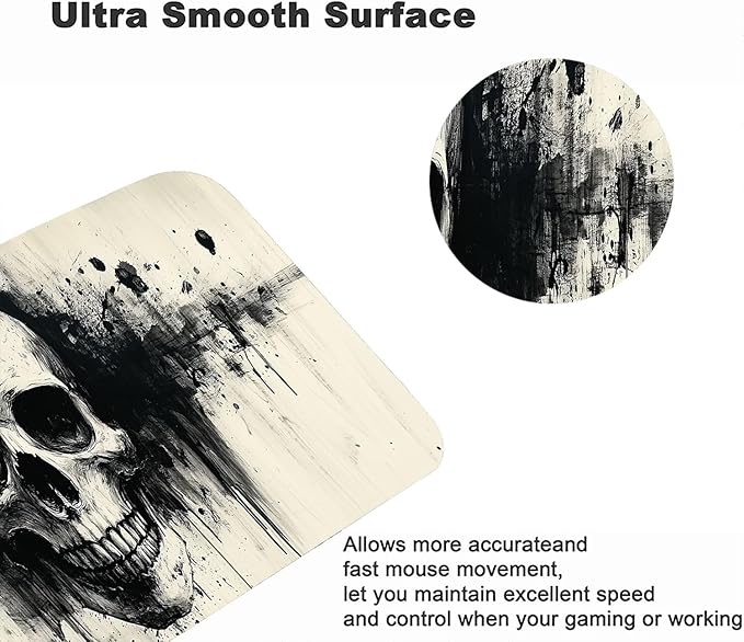 Skull Desk Pad Mouse Pad Black Ink Abstract XL Mouse Pad Large Mousepad Extended Laptop Keyboard Mat Gaming Desk Pad Mouse Mat 31.5"x11.8" Office Computer Keyboard Laptop Home