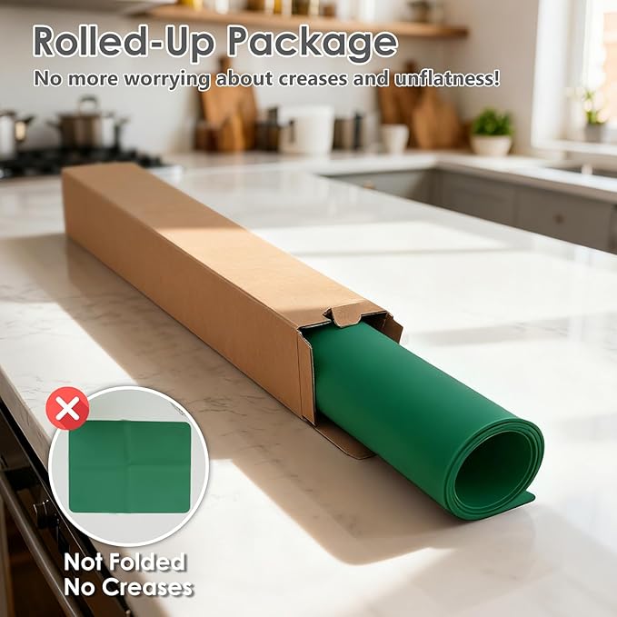 Extra Large Silicone Mat for Resin 36.2" x 24", 2MM Thick Silicone Craft Mat for Table, Multifunction Silicon Matt for Kitchen Countertop Protector Heat Resistant Placemat by Foepoge(Dark Green)