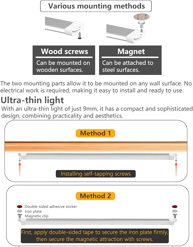 Strip Lights 11.8In Closet Lights, 9W 58 LED Super Bright, Dimming and Color Adjustment，USB Powered LED Light Bar for Room Under Counter Lighting Work Tables Student Dormitory Monitor Light